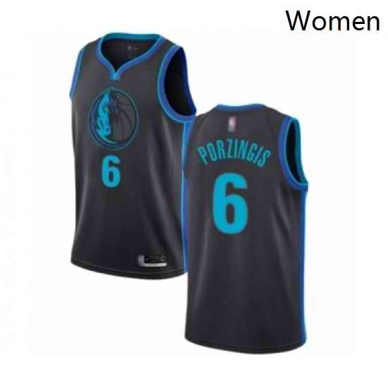 Womens Dallas Mavericks 6 Kristaps Porzingis Swingman Charcoal Basketball Jersey City Edition